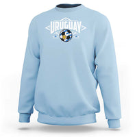 Light blue soccer support sweatshirt with Uruguay crest front graphic