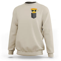 Sand pullover sweatshirt with pizza character graphic in chest pocket