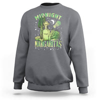 Charcoal gray crewneck sweatshirt with 'Midnight Margaritas' cactus tequila drink graphic