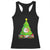 Funny Xmas Cat Racerback Tank Top What? Cat Pushing Christmas Tree Mischievous Cat Lover