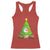 Funny Xmas Cat Racerback Tank Top What? Cat Pushing Christmas Tree Mischievous Cat Lover