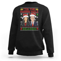 Black crewneck sweatshirt with holiday graphic print on front