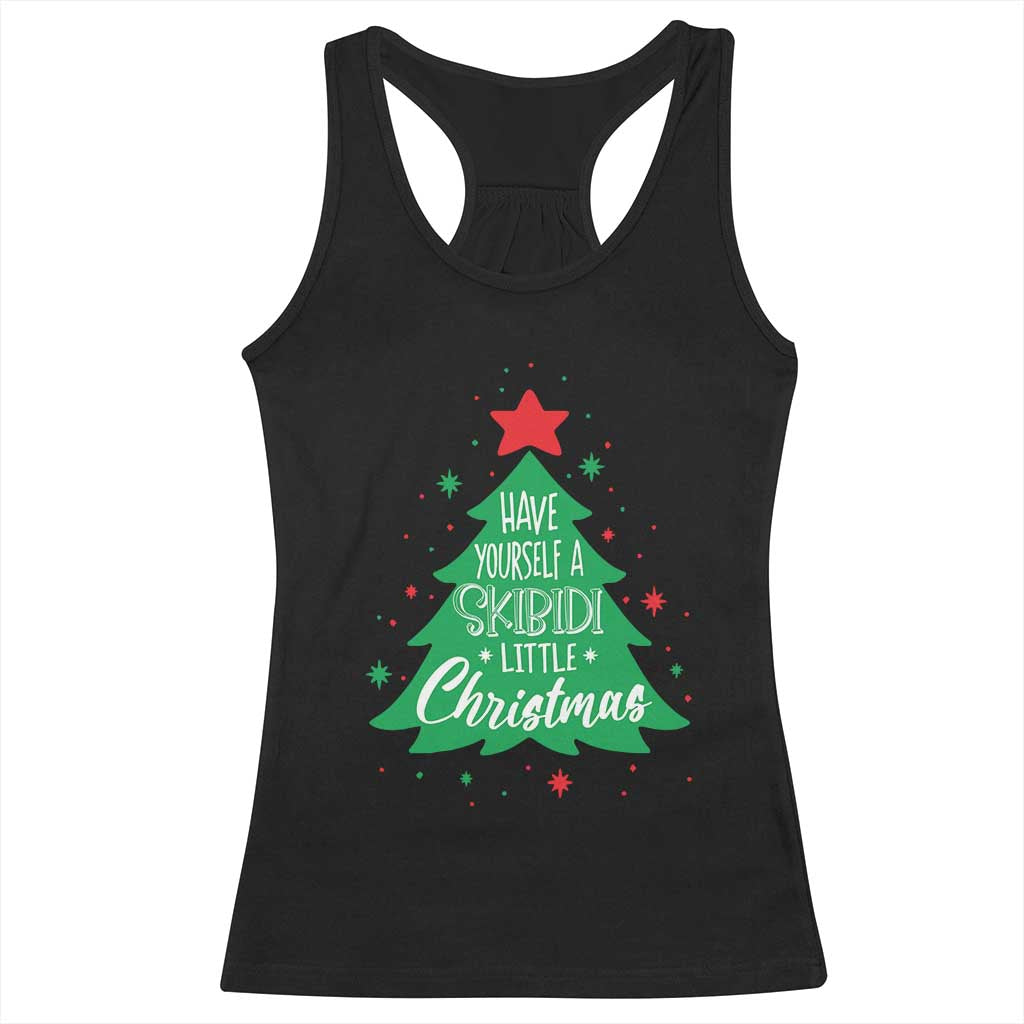 Funny Xmas Racerback Tank Top Have Yourself A Skibidi Little Rizzmas