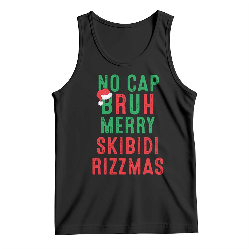 Funny Xmas Tank Top No Cap BRUH Merry Skibidi Rizzmas