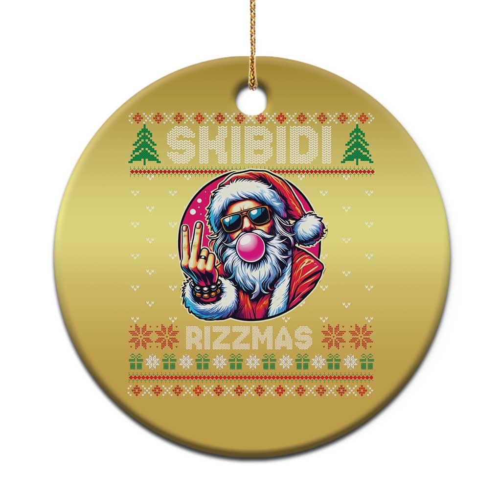 Funny Xmas Christmas Ornament Skibidi Rizzmas Santa Bubble Gum - Wonder Print Shop