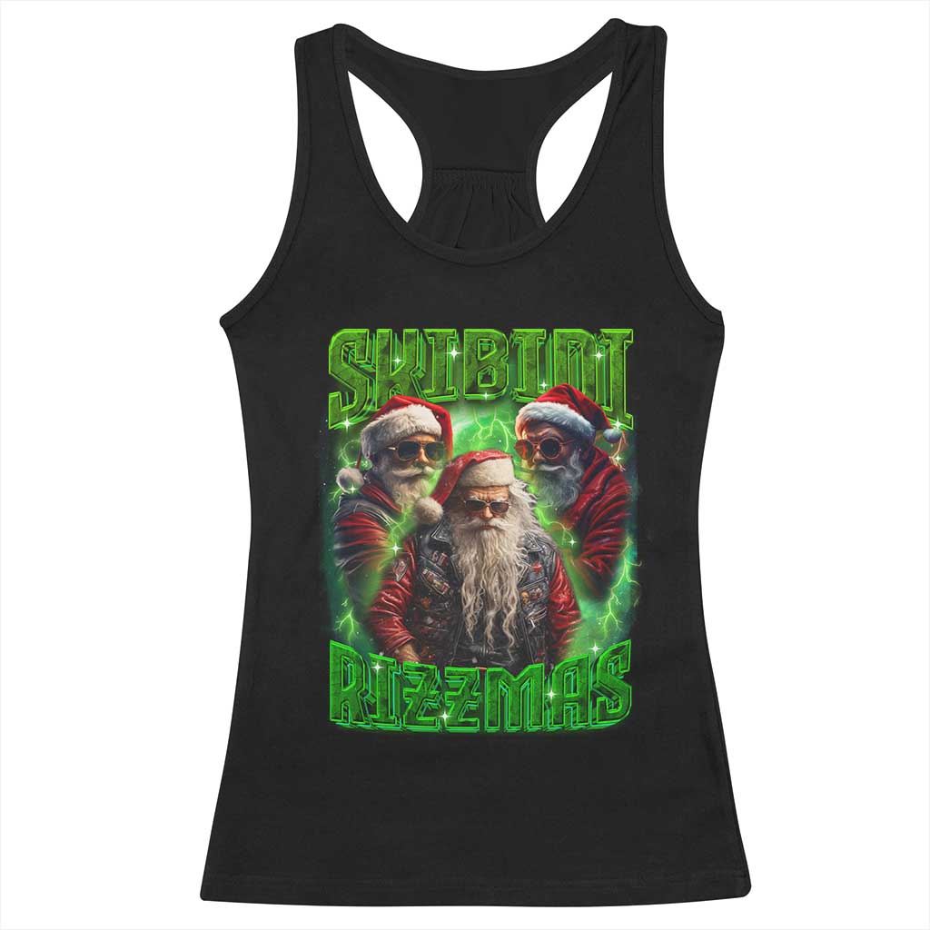 Funny Xmas Racerback Tank Top Skibidi Rizzmas Cool Santa Rizz