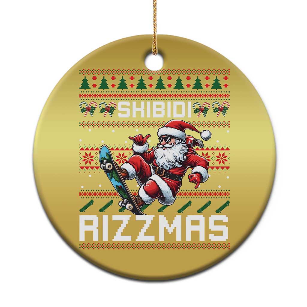 Funny Xmas Christmas Ornament Skibidi Rizzmas Cool Santa Skateboard Rizz - Wonder Print Shop