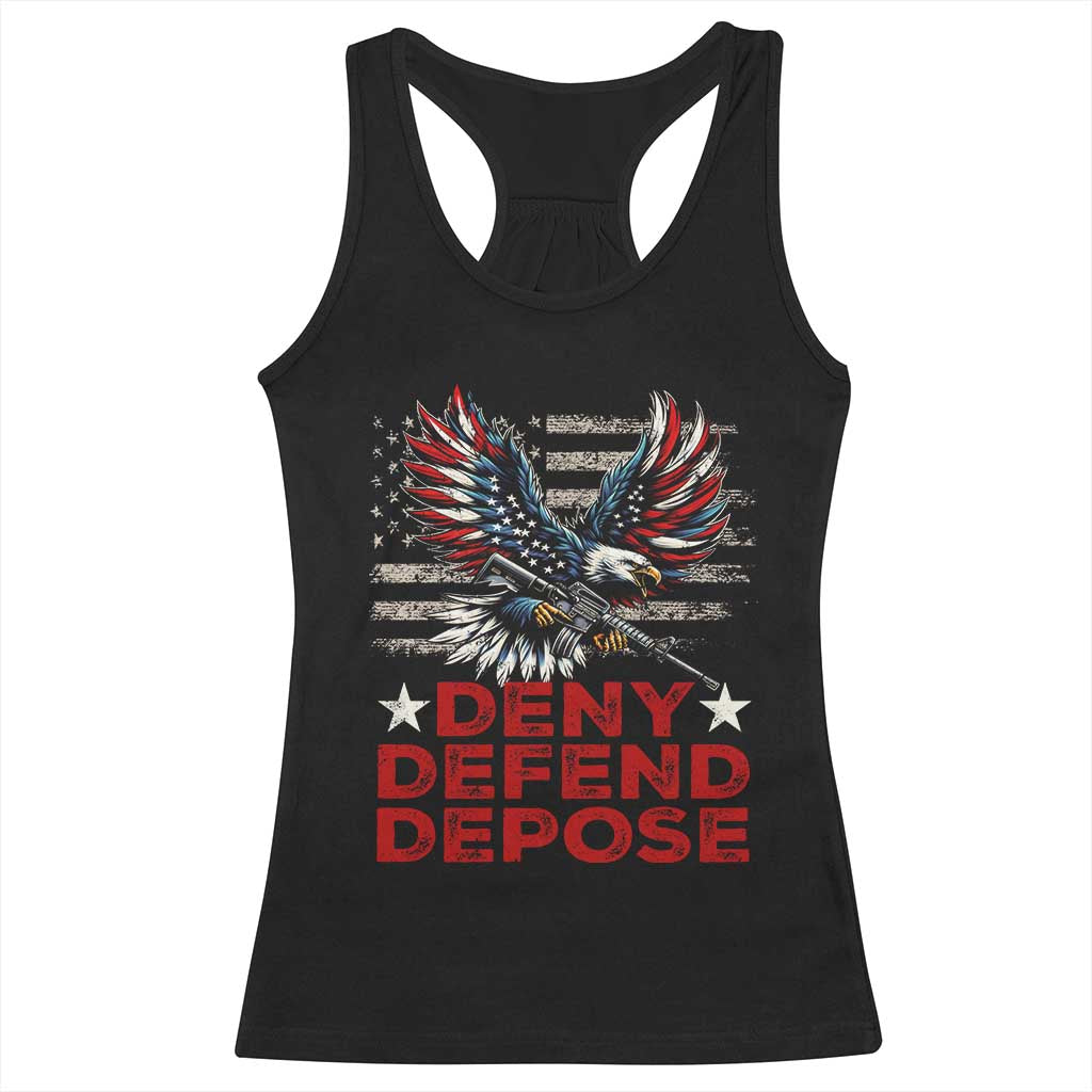 Deny Defend Depose Racerback Tank Top Eagle American Flag