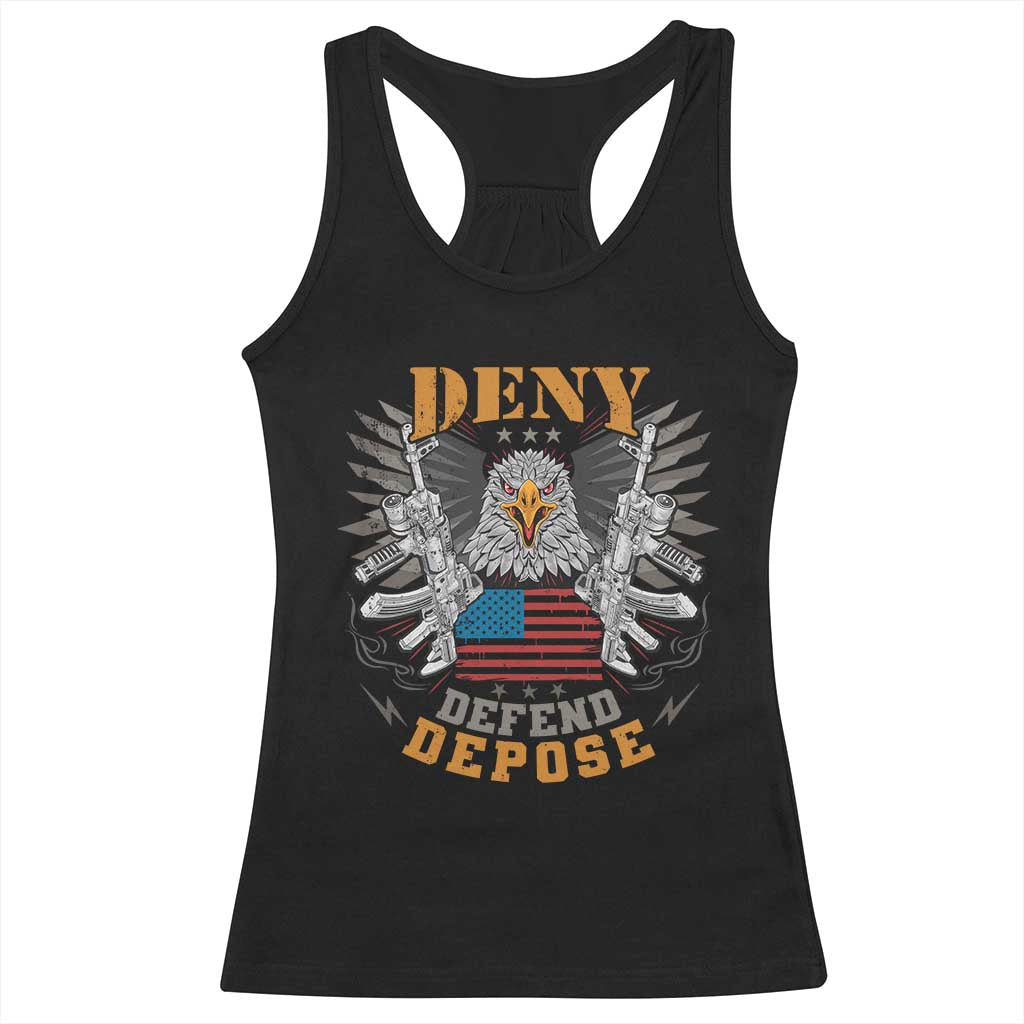 Deny Defend Depose Racerback Tank Top American Eagle Gun