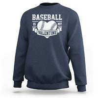 Navy crewneck sweatshirt with baseball heart 'Baseball is my Valentine' print