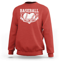 Red crewneck sweatshirt with baseball heart 'Baseball is my Valentine' print