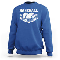 Royal blue crewneck sweatshirt with baseball heart 'Baseball is my Valentine' print