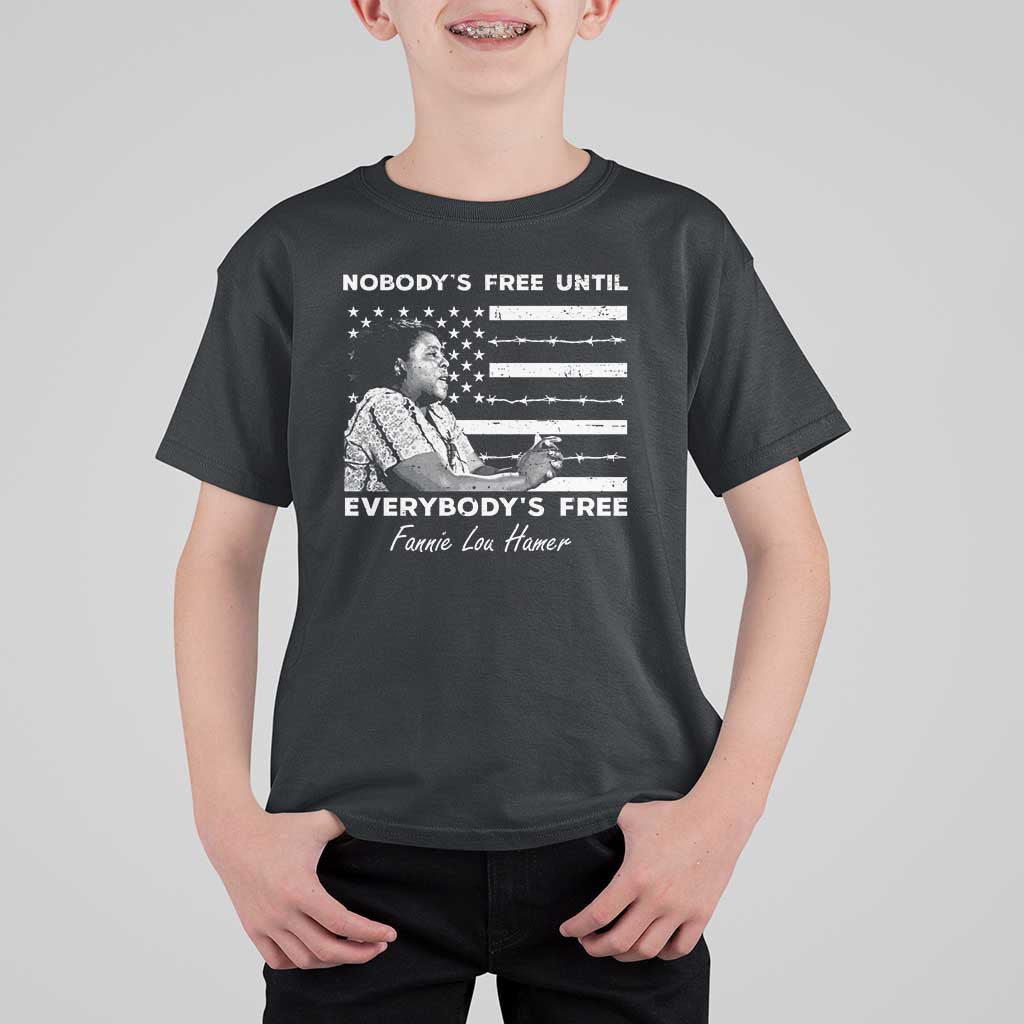 Fannie Lou Hamer T Shirt For Kid Nobody's Free Until Everybody's Free Black History