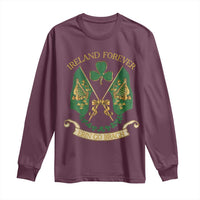 Maroon long sleeve shirt with Ireland Forever clover graphic and gold banner text