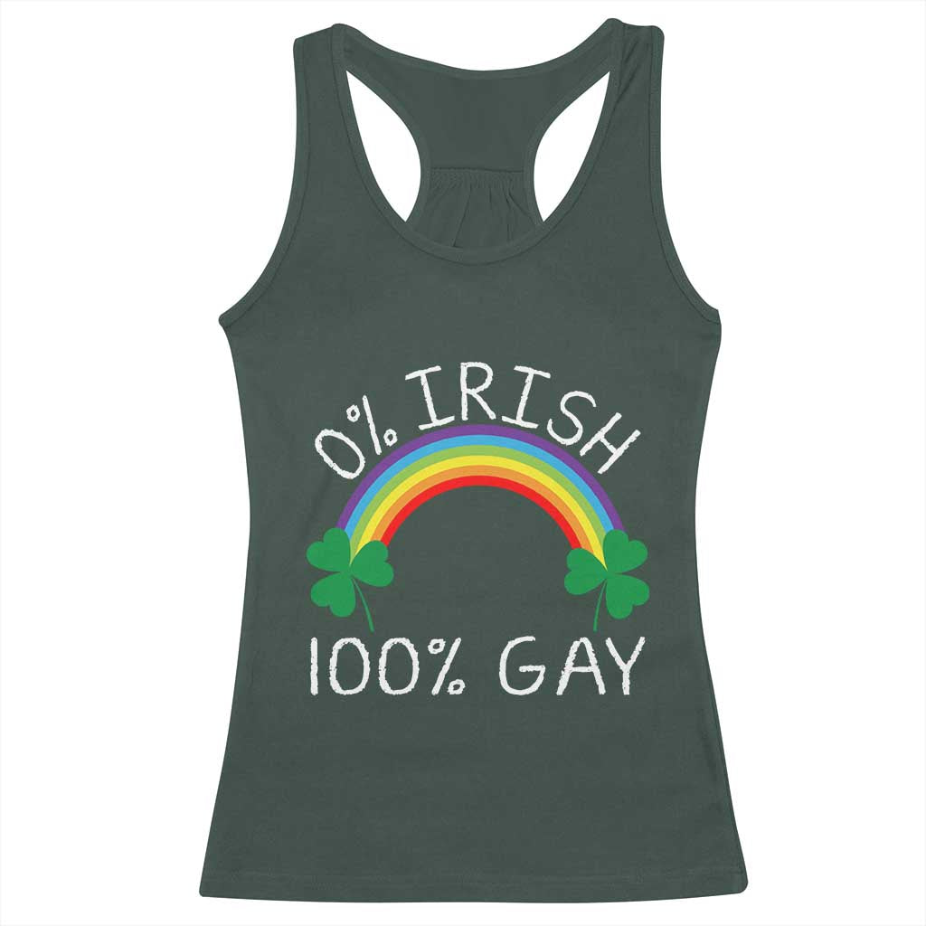 Funny St. Patrick's Day LGBT Racerback Tank Top 0 Irish 100 Gay Rainbow Shamrock