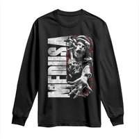 Black long sleeve shirt with Medusa graphic front, crew neck