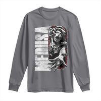 Charcoal long sleeve shirt with Medusa graphic front, crew neck