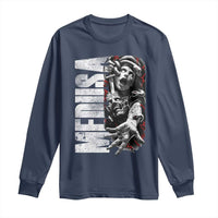Navy long sleeve shirt with Medusa graphic front, crew neck