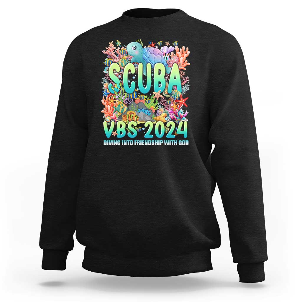 Scuba VBS 2024 Sweatshirt Diving Into Friendship Vacation Bible School - Wonder Print Shop