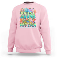 Light pink crewneck sweatshirt with scuba-themed "SCUBA VBS 2024" graphic