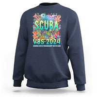 Navy crewneck sweatshirt with scuba-themed "SCUBA VBS 2024" graphic