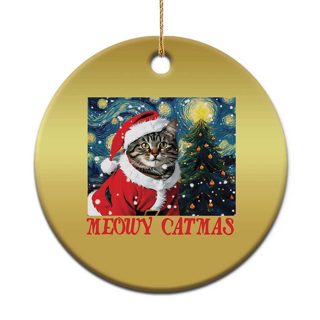 Santa Cat Xmas Christmas Ornament Meowy Catmas Starry Night Christmas Tree - Wonder Print Shop