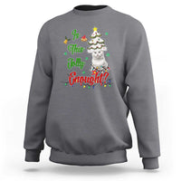 Charcoal gray sweatshirt with cartoon cat in a Christmas tree, 'Is This Jolly Enough!' text