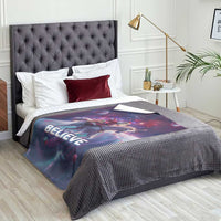 Funny Christmas Cat Throw Blanket Santa Cat Riding Unicorn Galaxy Outer Space - Wonder Print Shop