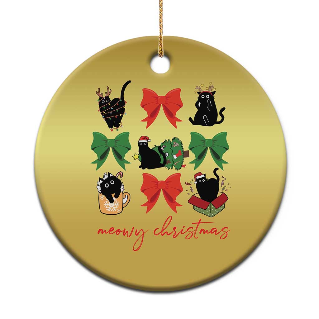 Funny Xmas Black Cat Christmas Ornament Meowy Christmas Cute Cats Coquette Bow - Wonder Print Shop