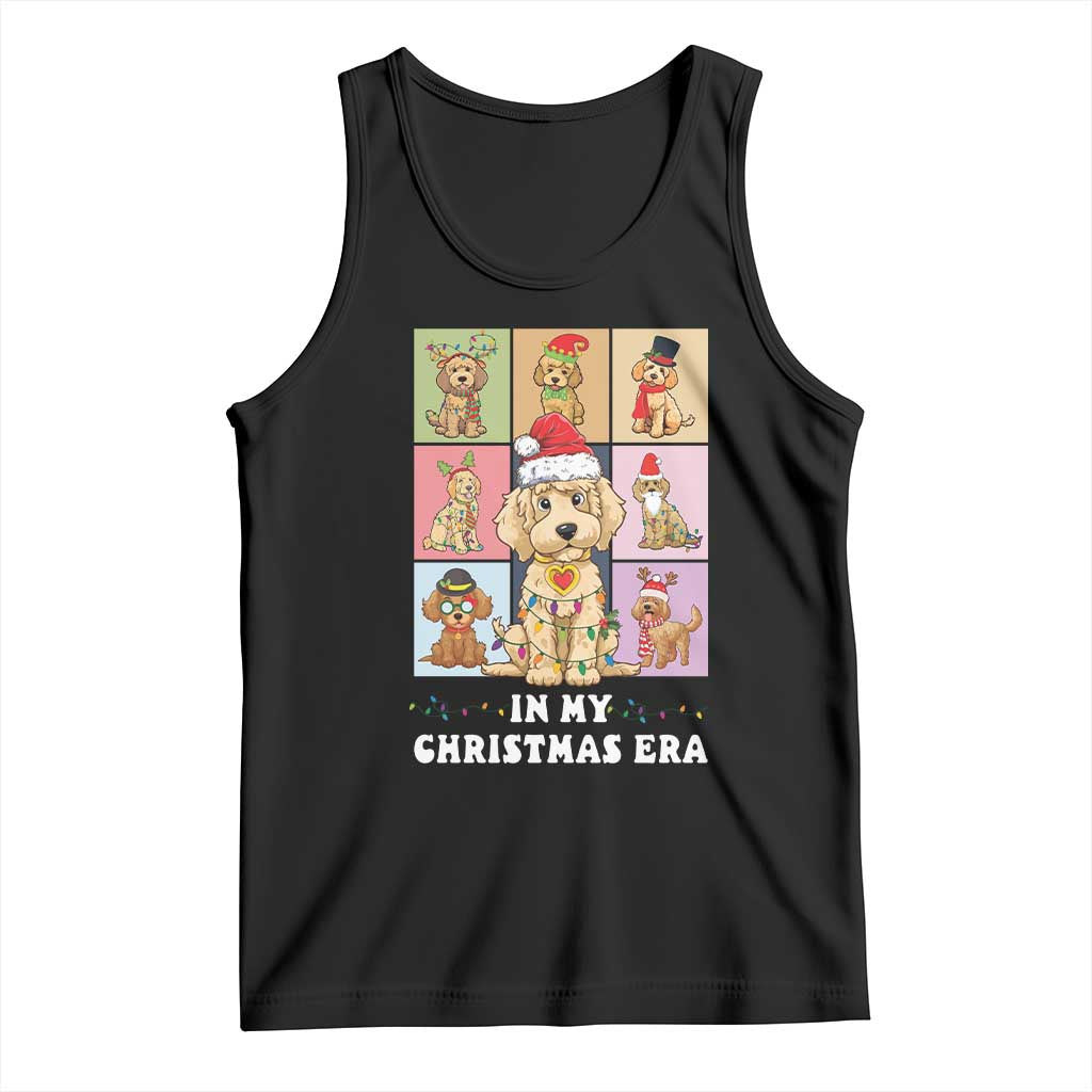 Black dog Christmas tank top with multicolor graphic and text 'In My Christmas Era'