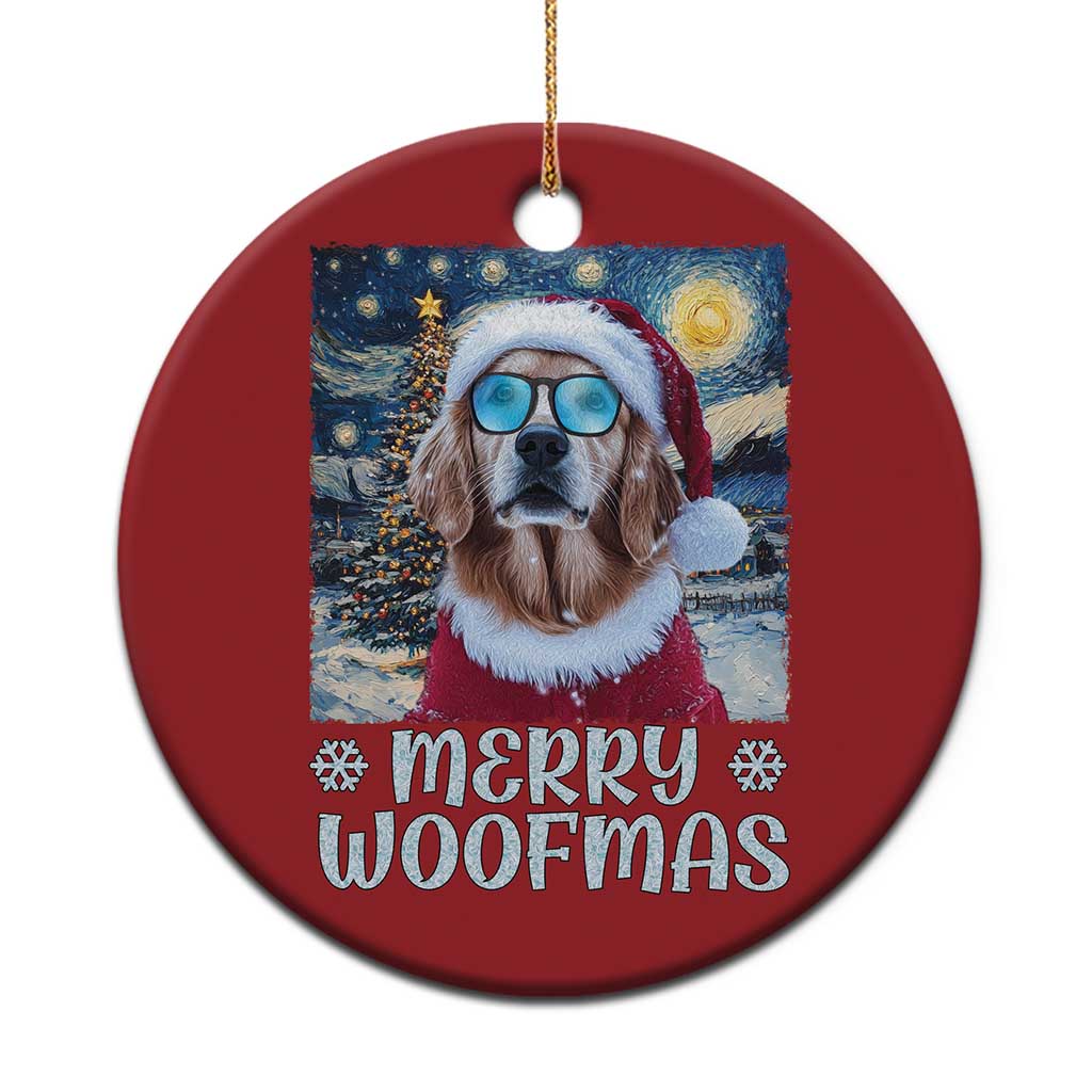 Funny Xmas Golden Retriever Christmas Ornament Merry Woofmas Christmas Starry Night Dog Lover - Wonder Print Shop