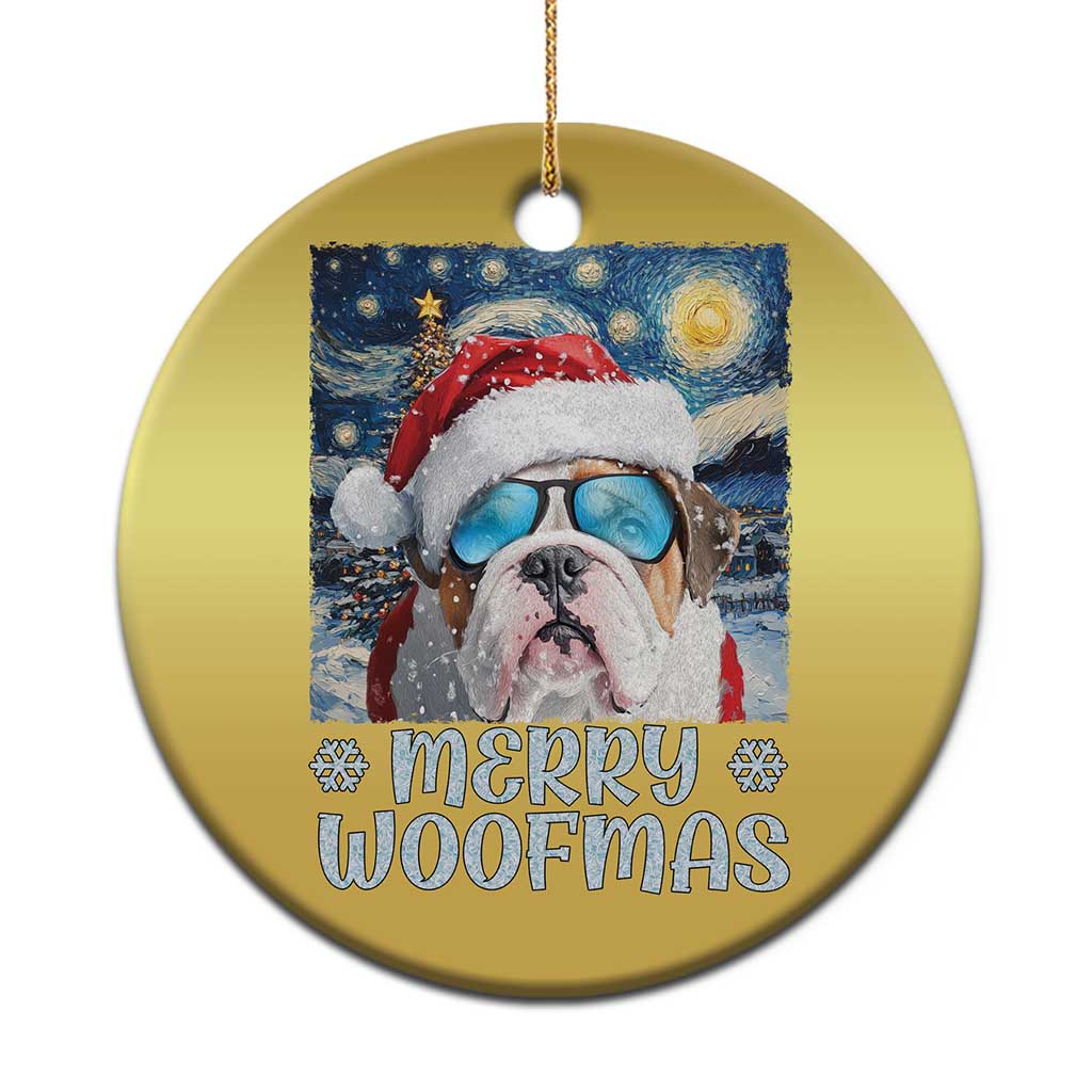 Funny Xmas Bulldog Christmas Ornament Merry Woofmas Christmas Starry Night Dog Lover - Wonder Print Shop