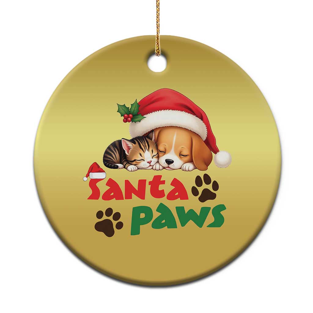 Funny Christmas Santa Paws Dogs And Cats Christmas Ornament - Wonder Print Shop