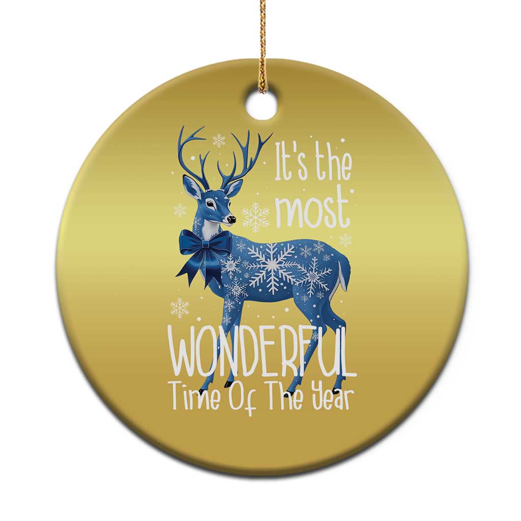 Xmas Reindeer Coquette Christmas Ornament It's The Most Wonderful Time Of The Year - Wonder Print Shop