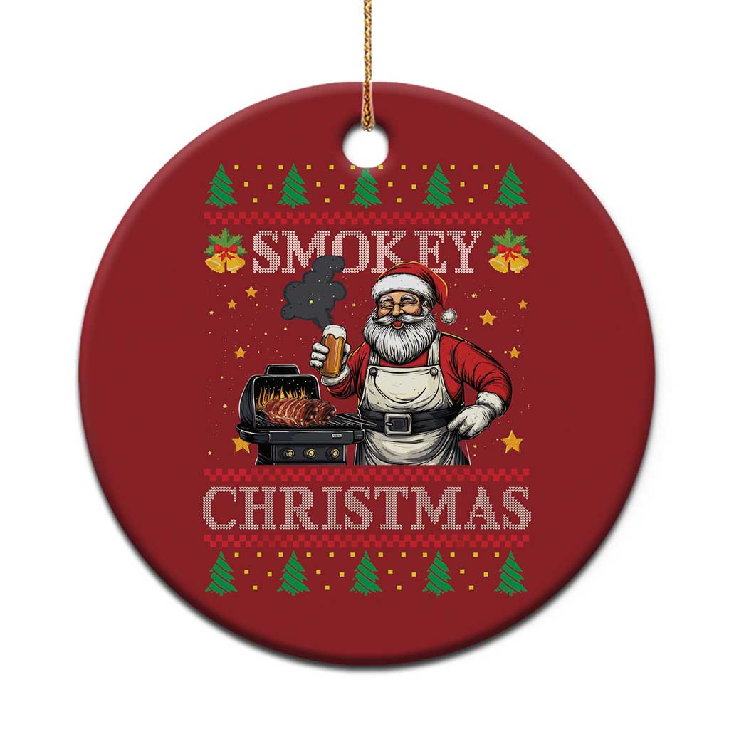 Funny Xmas Grilling Christmas Ornament Smokey Xmas BBQ Santa Grill Roast On Smoker - Wonder Print Shop