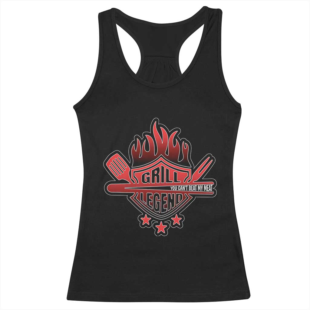 Funny BBQ Grilling Racerback Tank Top Grill Lelend You Can't Beat My Meat