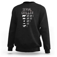Black sweatshirt with 'Serial Griller' graphic and grill-themed cow icons