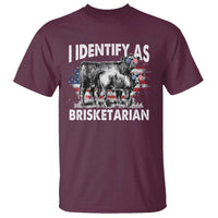 Maroon graphic T-shirt with buffalo and stacked patriotic “Brisketarian” text