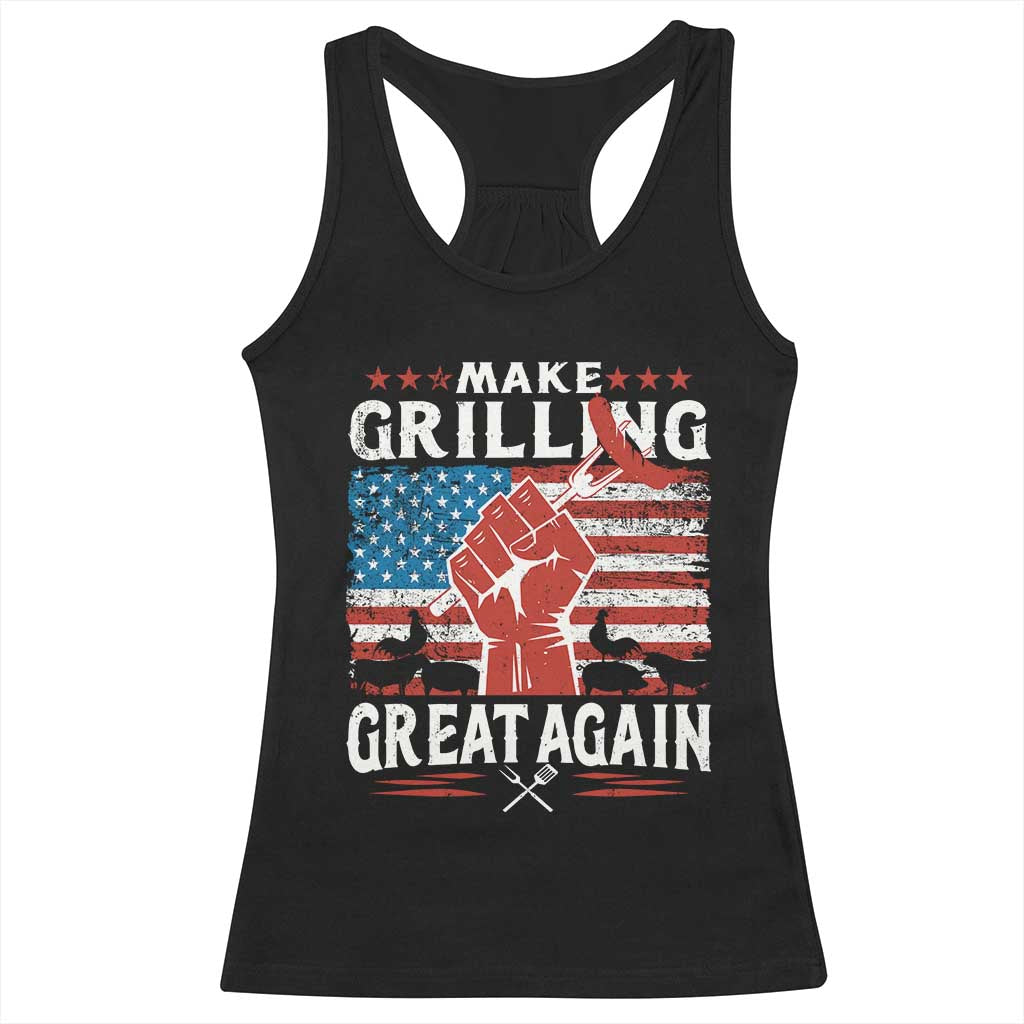 Funny BBQ Lover Racerback Tank Top Make Grilling Great Again Smoker Grill Sausages