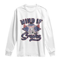 White long sleeve T-shirt with 'Mind If I Smoke' smoker graphic on front.