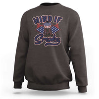 Dark chocolate brown sweatshirt with "MIND IF" "Smoke" graphic and grill/badge design