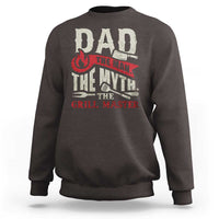 Dark chocolate men’s sweatshirt with “Dad” BBQ pitmaster graphic on the back