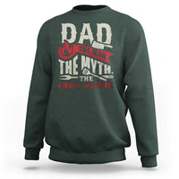 Dark forest green men’s sweatshirt with “Dad” BBQ pitmaster graphic on the back