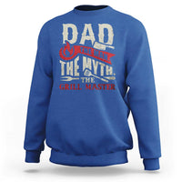 Royal blue men’s sweatshirt with “Dad” BBQ pitmaster graphic on the back