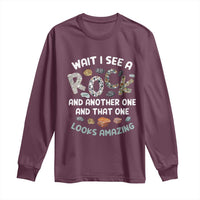 Maroon long sleeve T-shirt with "Rock" graphic and geology-themed text design