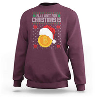 Maroon Christmas Bitcoin sweatshirt with festive text and coin graphic