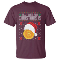 Maroon Christmas Bitcoin T-shirt with Santa-hat and Bitcoin coin graphic