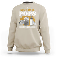 Dad announcement sweatshirt in sport gray with “SOON TO BE POPS” graphic and “EST.2024” text