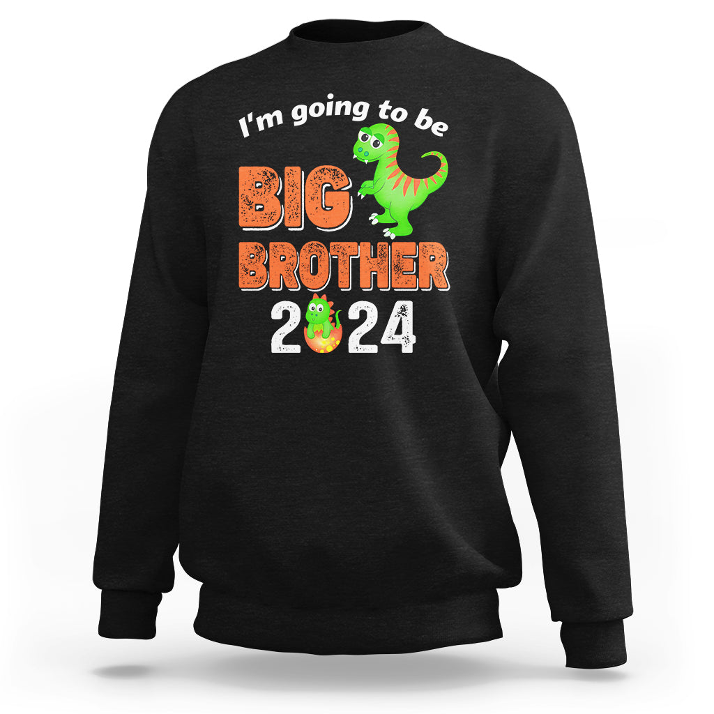 Black baby sweatshirt, long sleeves, front dinosaur “Big Brother 2024” graphic.