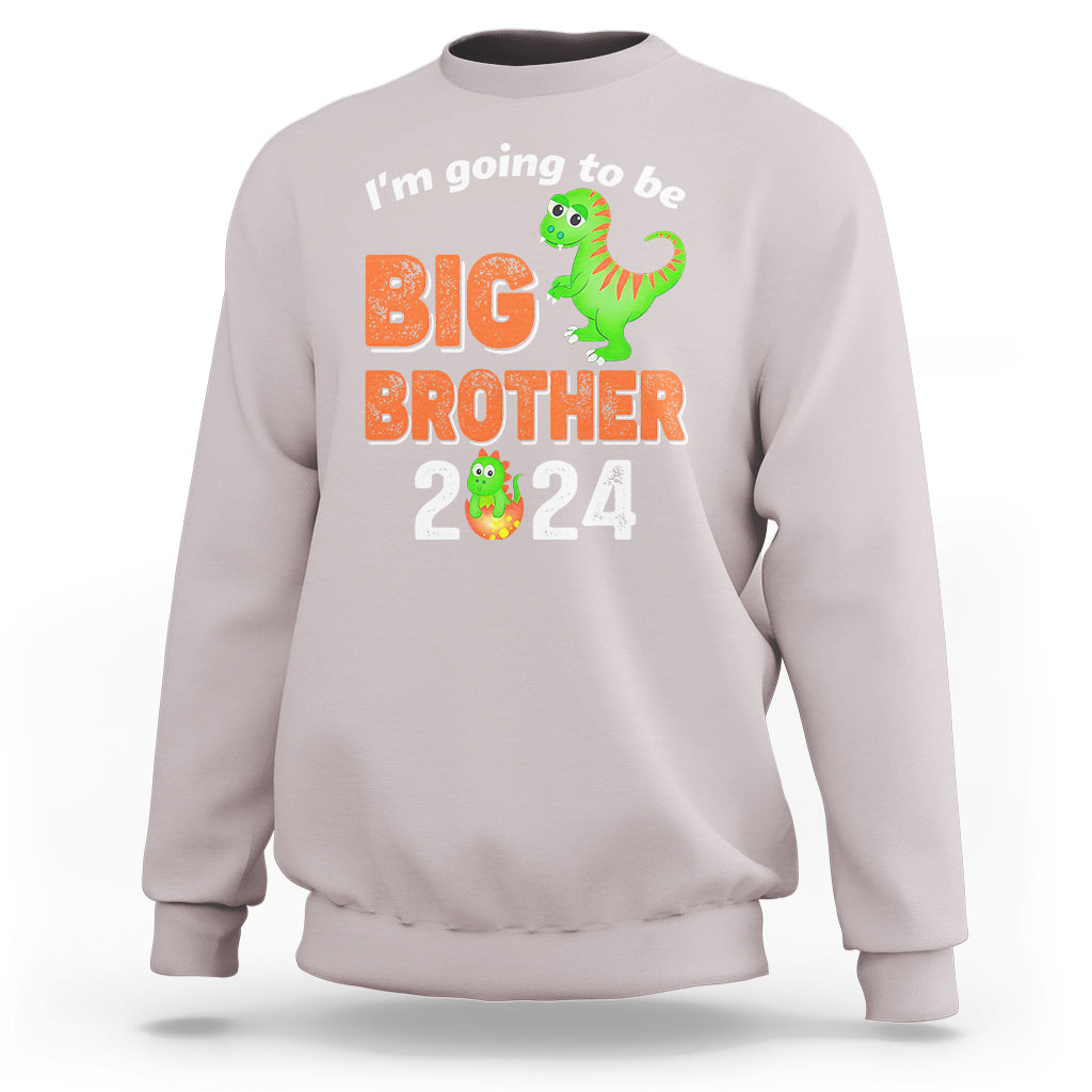 Sport gray baby sweatshirt, long sleeves, front dinosaur “Big Brother 2024” graphic.